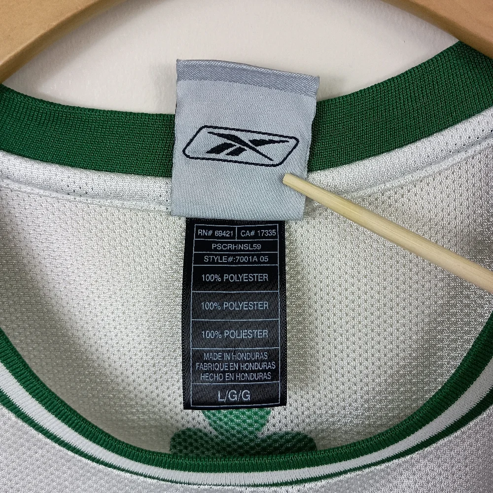 Boston Celtics Al Jefferson Jersey Large White Green Reebok NBA #7 Vintage - Picture 8 of 9